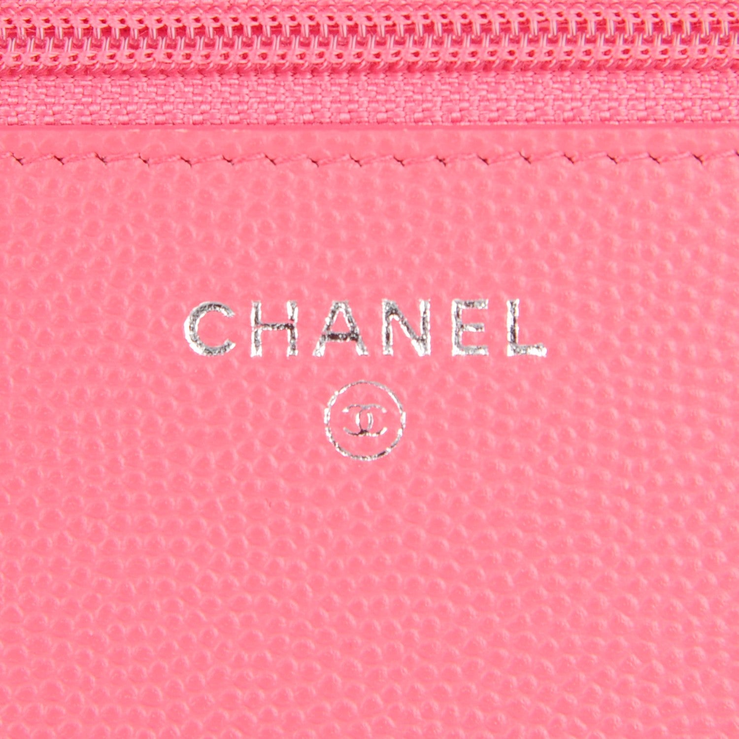 Chanel Caviar Chevron Wallet On Chain WOC Pink 6 of 8