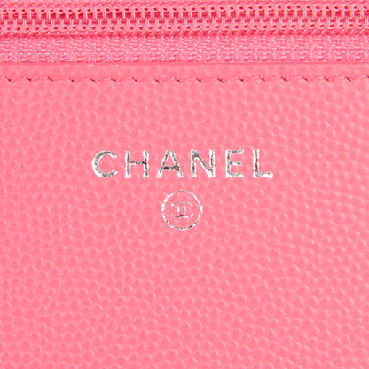 Chanel Caviar Chevron Wallet On Chain WOC Pink 6 of 8