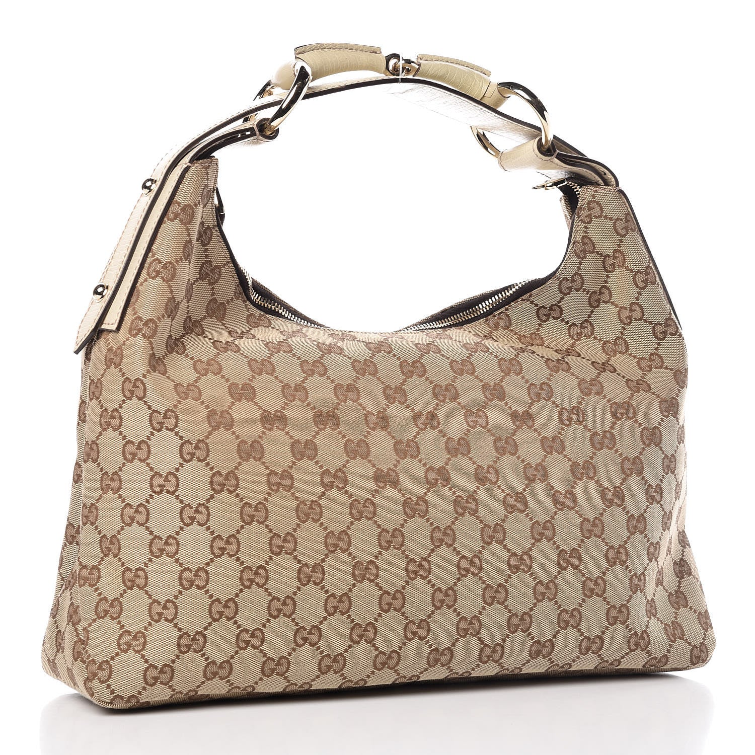 Gucci Monogram Medium Horsebit Chain Hobo Off White 3 of 10