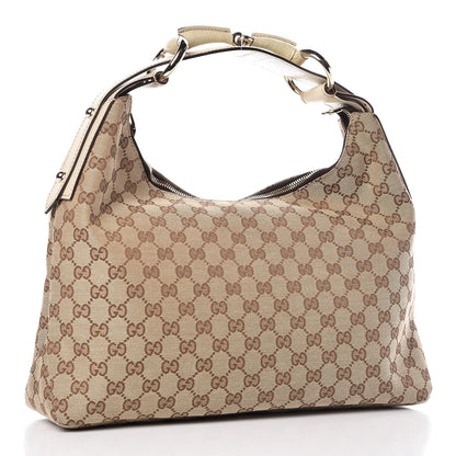 Gucci Monogram Medium Horsebit Chain Hobo Off White 3 of 10