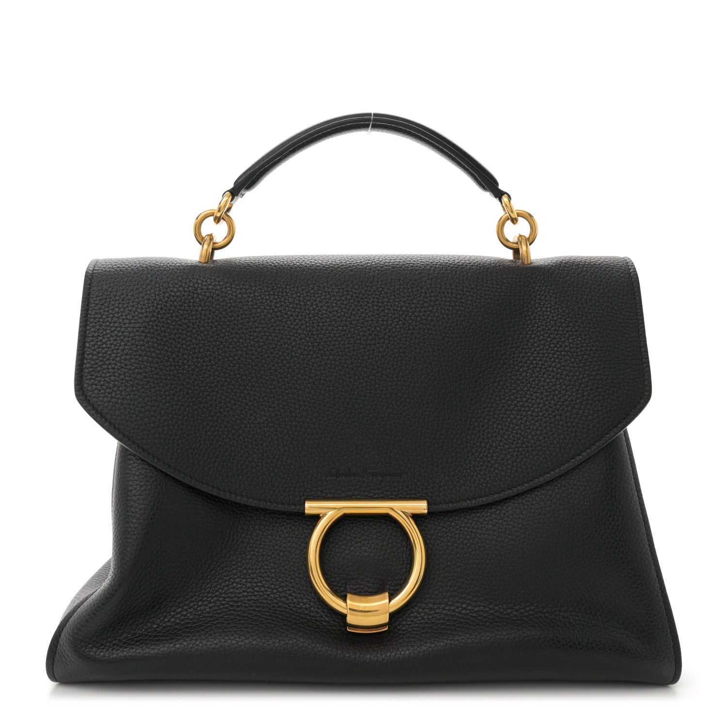 Salvatore Ferragamo Calfskin Medium Margot Top Handle Satchel Black 1 of 14
