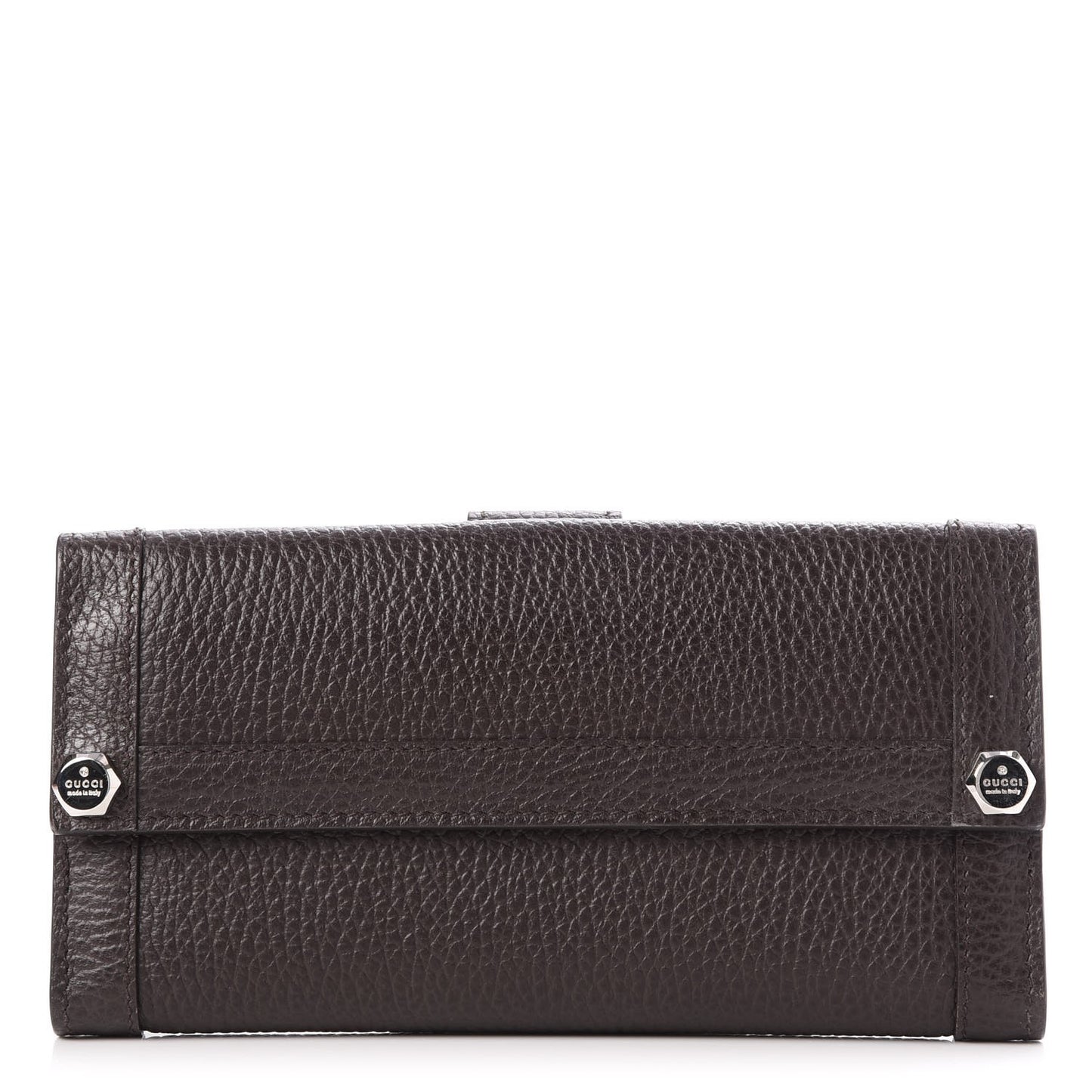 Calfskin Continental Charmy Wallet Dark Brown