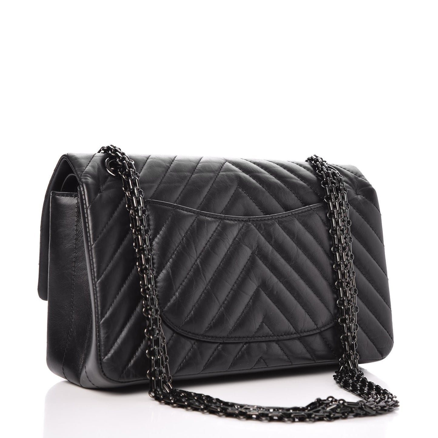 Aged Calfskin Chevron Quilted 2.55 Reissue 225 So Black