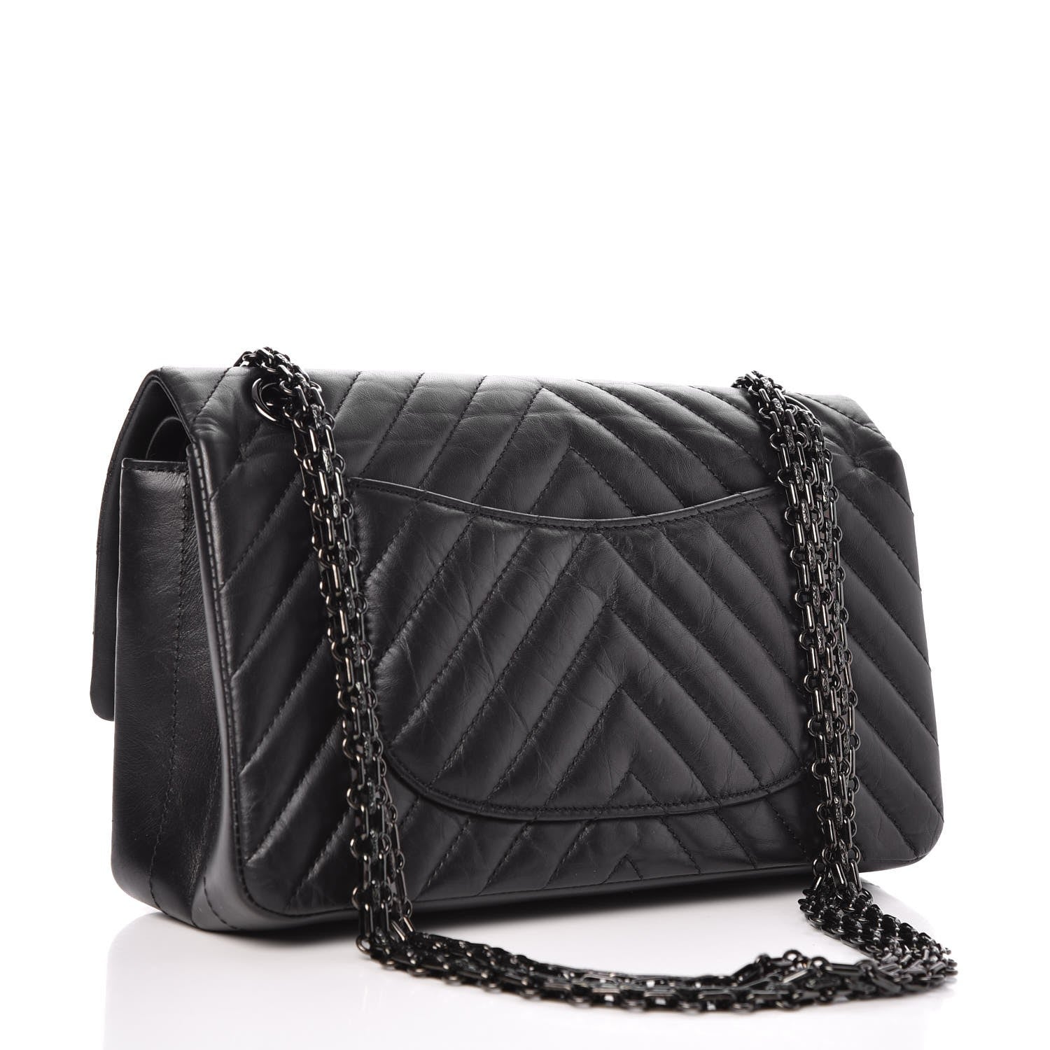 Chanel Aged Calfskin Chevron Quilted 2.55 Reissue 225 So Black 4 of 8