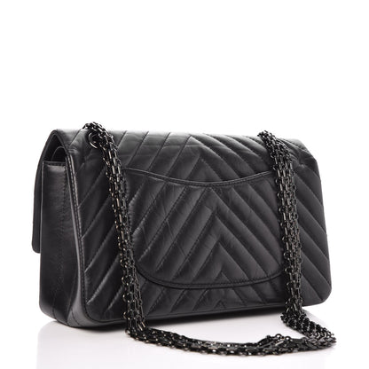 Chanel Aged Calfskin Chevron Quilted 2.55 Reissue 225 So Black 4 of 8
