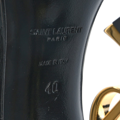 Saint Laurent Patent Calfskin Opyum 110 Sandals 40 Black Gold 6 of 7