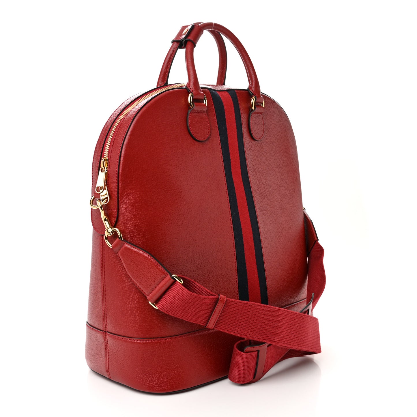 Textured Dollar Calfskin Web Small Savoy Bowling Tote Red