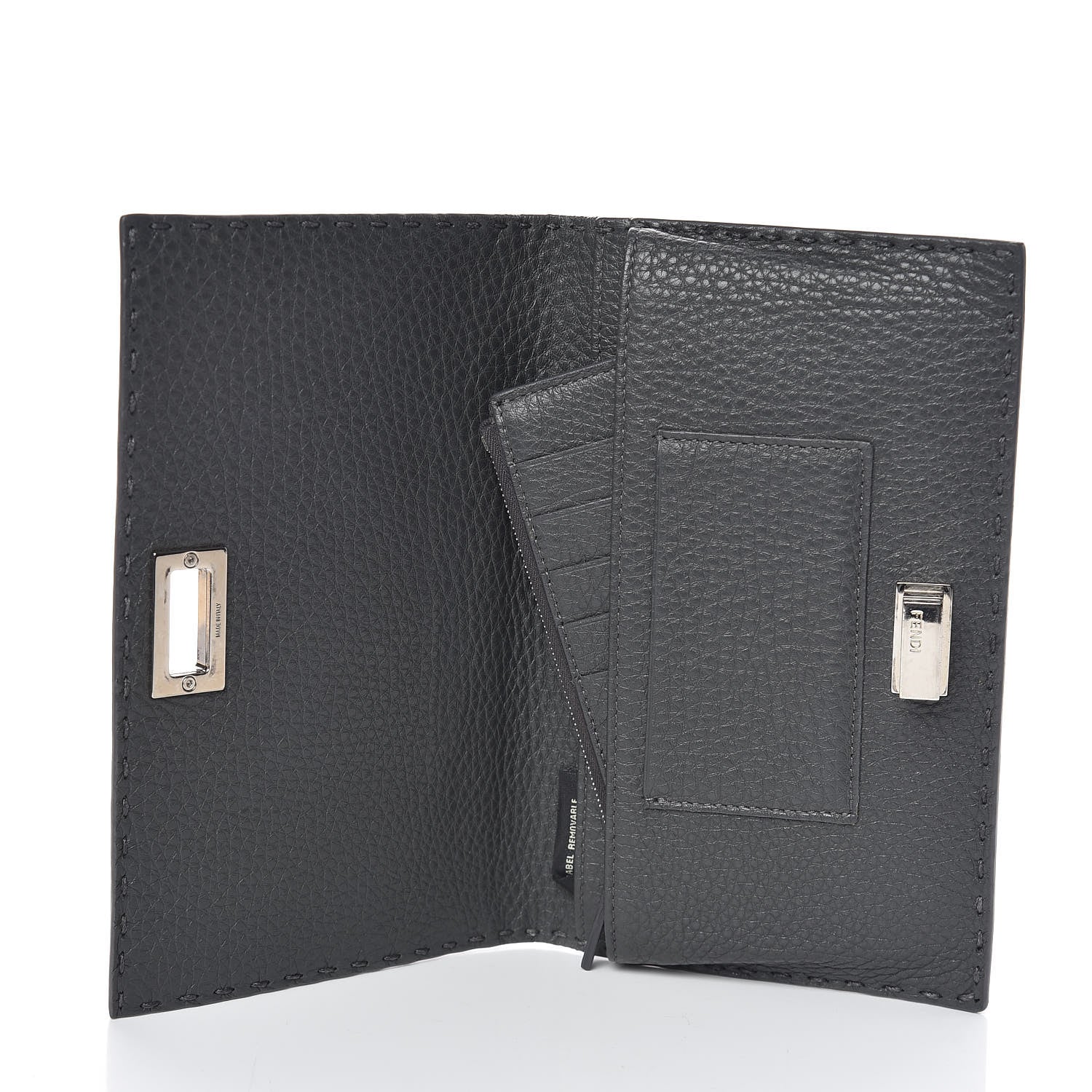 Fendi Cuoio Romano Selleria Mini Peekaboo Clutch Wallet Asfalto 6 of 11