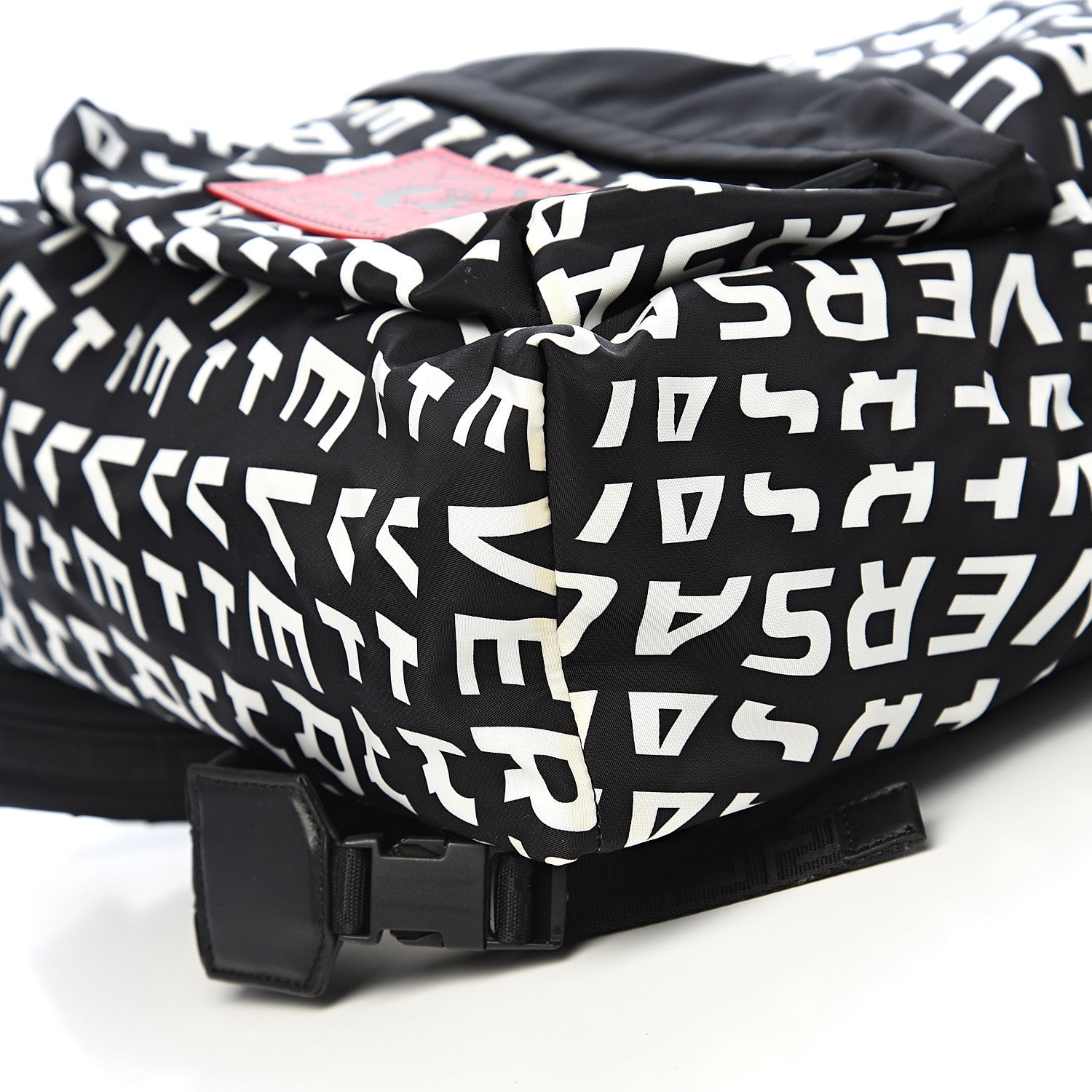 Versace Nylon Logo Print Backpack Black White 7 of 9