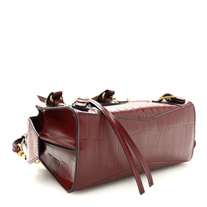 Balenciaga Semi Shiny Calfskin Crocodile Embossed Neo Classic Gold Hardware Mini City Dark Red 4 of 9