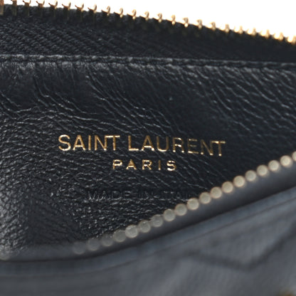 Saint Laurent Monogram Grain de Poudre 5 Fragments Zip Pouch Card Holder Black 6 of 7