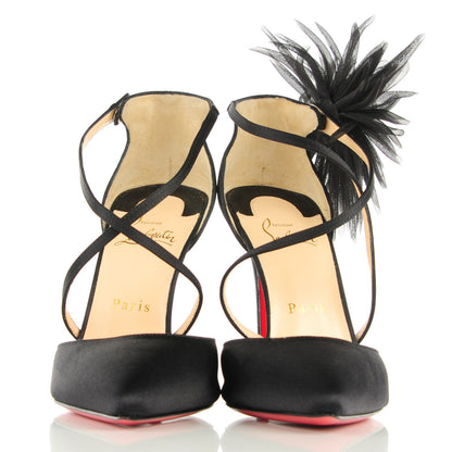 Christian Louboutin Crepe Satin Gela Davis 100 Pumps 39.5 Black 2 of 6