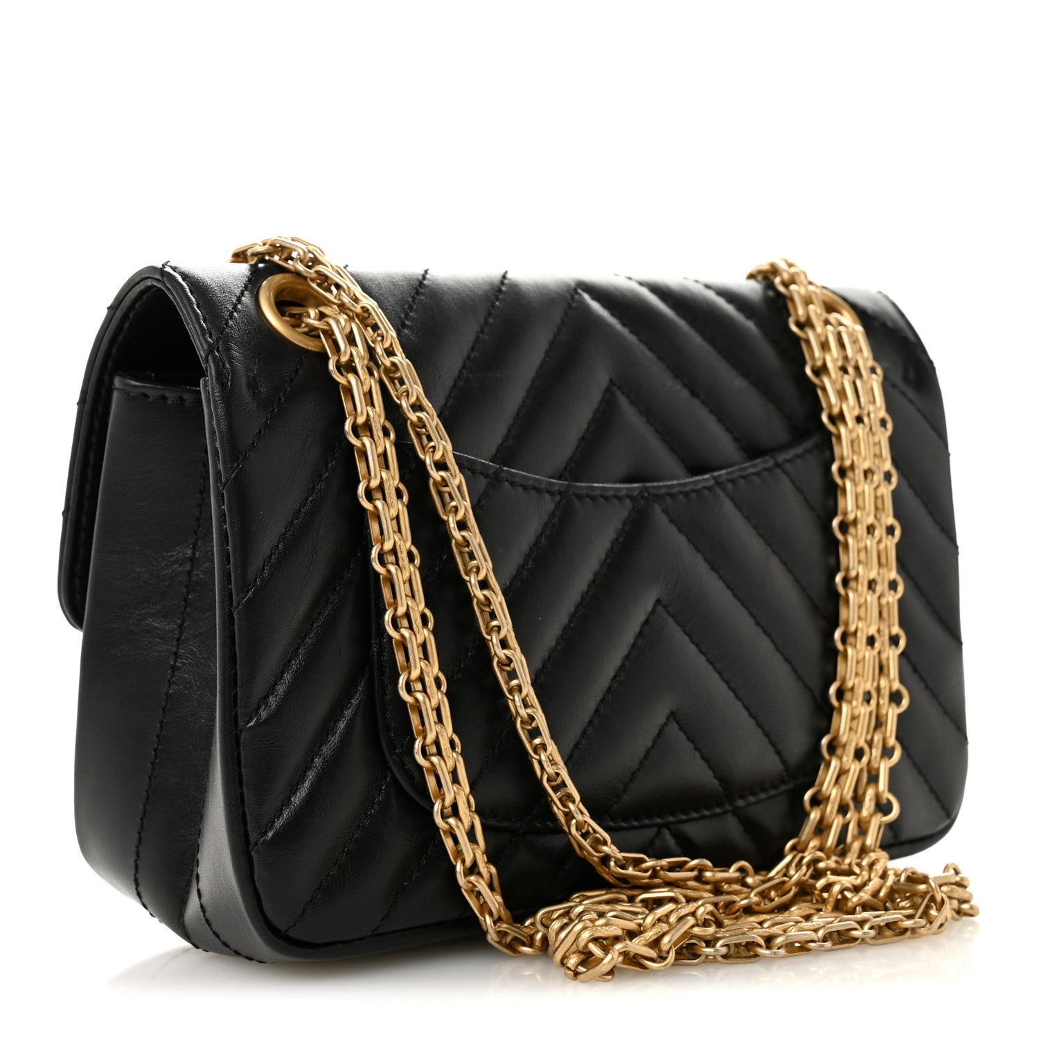 Chanel Aged Calfskin Chevron Quilted 2.55 Reissue Mini Flap Black 3 of 11