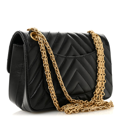Chanel Aged Calfskin Chevron Quilted 2.55 Reissue Mini Flap Black 3 of 11