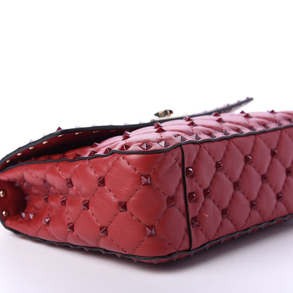 Valentino Garavani Lambskin Monochrome Medium Rockstud Spike Shoulder Bag Red 6 of 12
