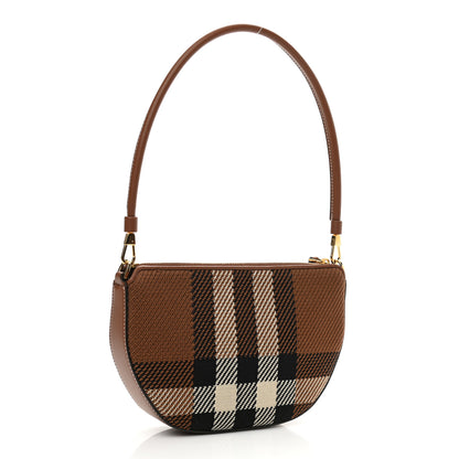 Burberry Canvas Calfskin Check Knitted Small Olympia Birch Brown 3 of 9