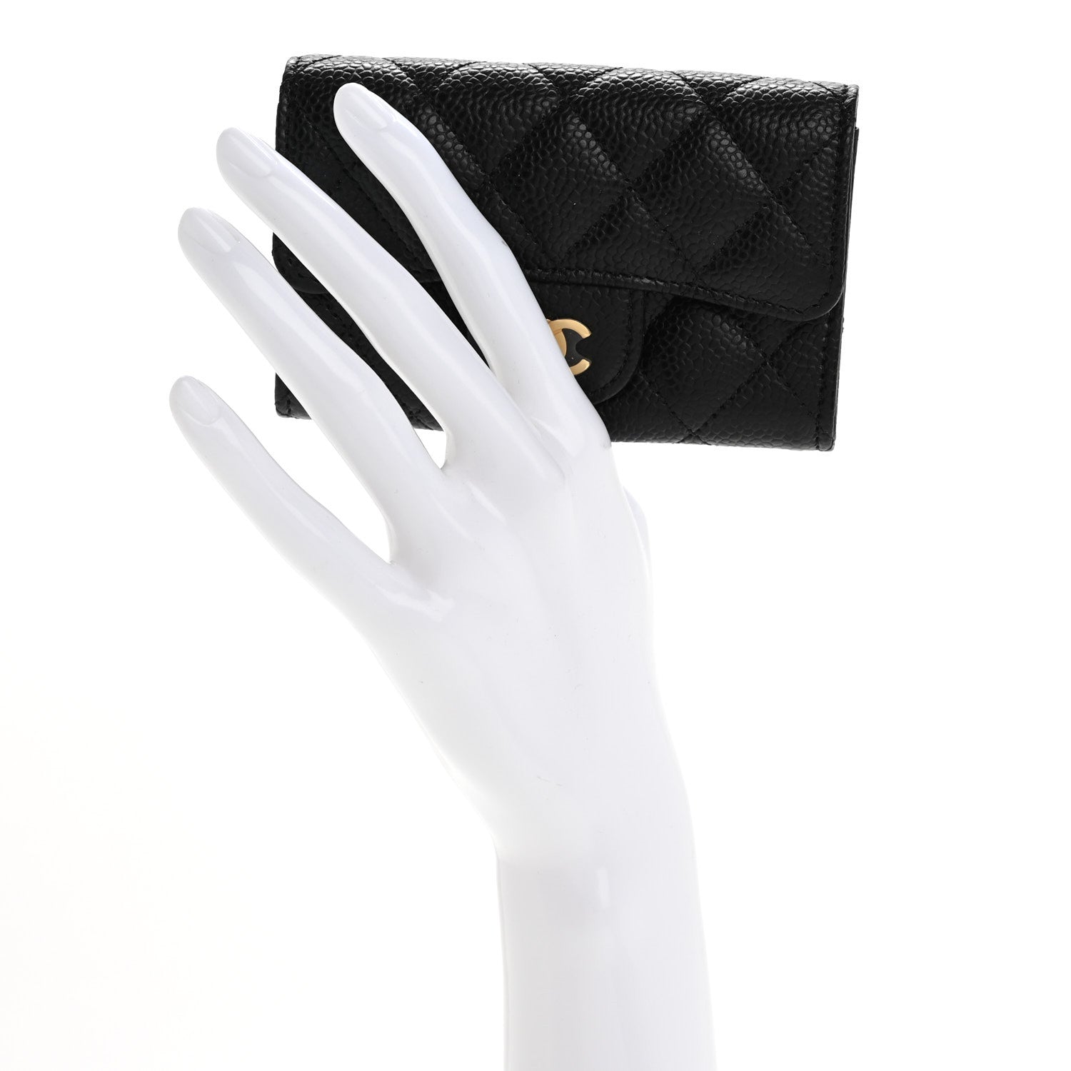 Chanel Caviar Quilted Flap Card Holder Wallet Black 2 of 9
