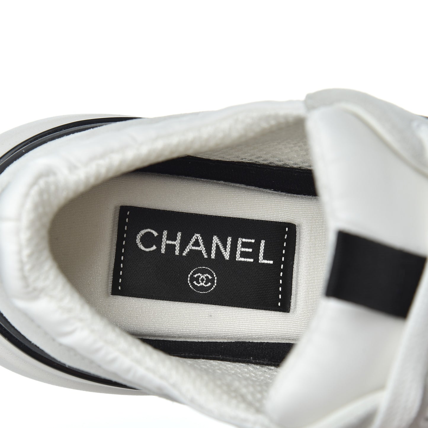 Nylon Suede Calfskin Womens CC Sneakers 36 Grey White