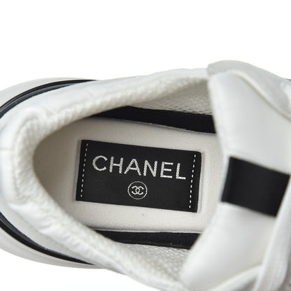 Chanel Nylon Suede Calfskin Womens CC Sneakers 36 Grey White 6 of 16