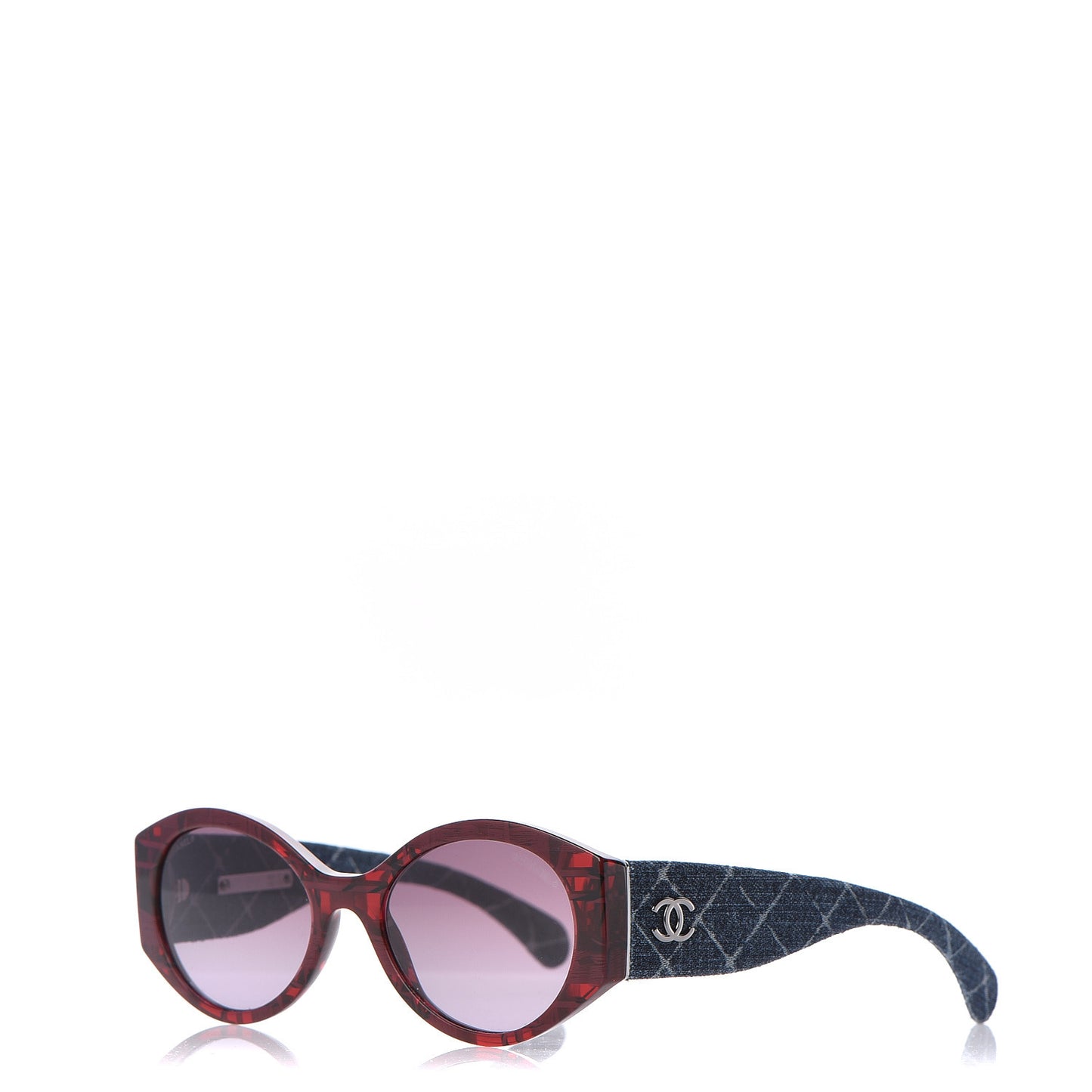 Acetate Denim Oval Sunglasses 5405 Red Dark Blue