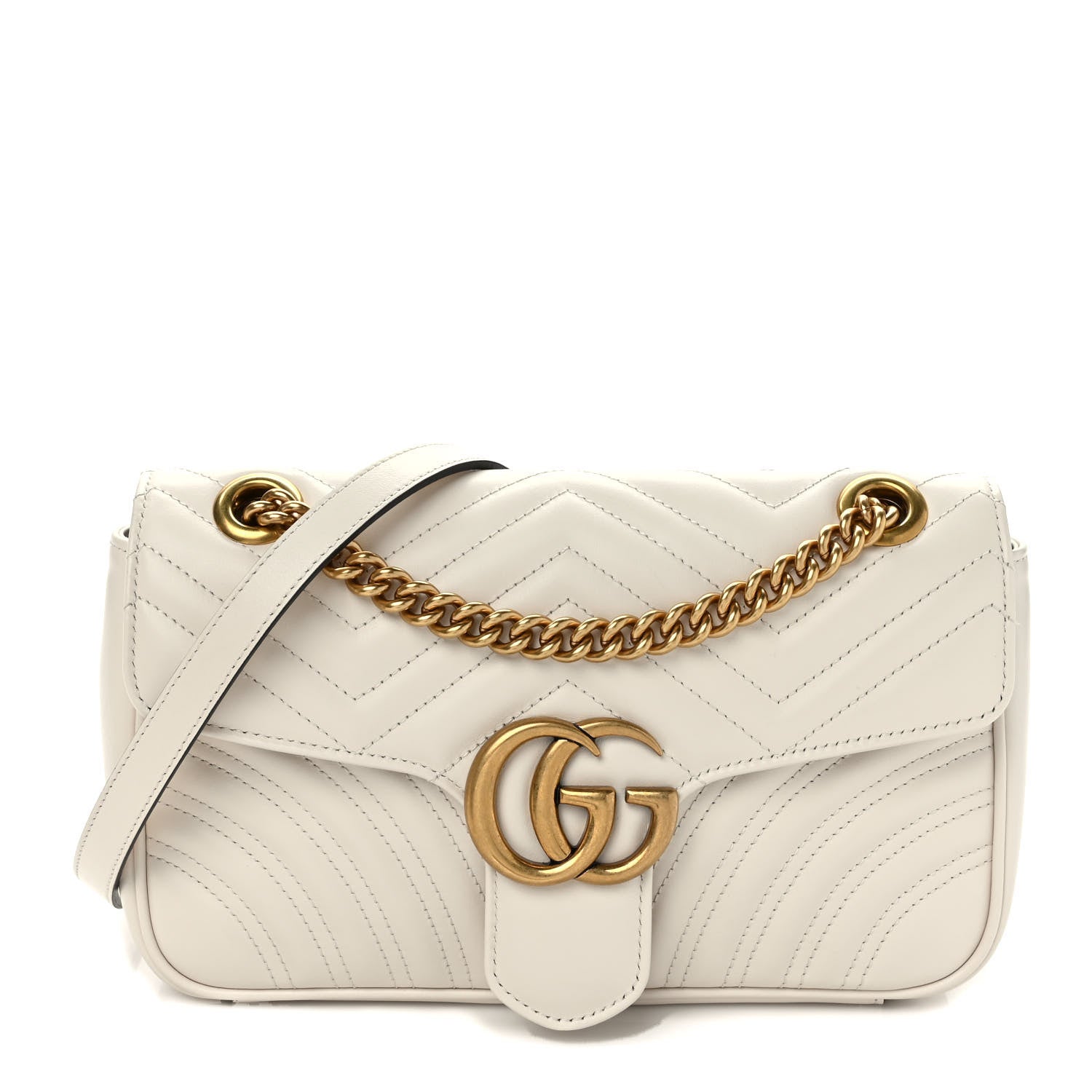 Gucci Calfskin Matelasse Small GG Marmont Shoulder Bag White 1 of 9