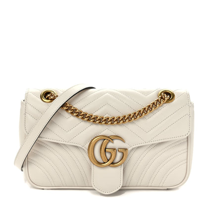 Gucci Calfskin Matelasse Small GG Marmont Shoulder Bag White 1 of 9