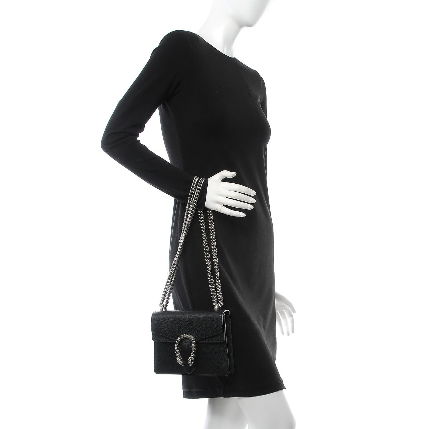 Gucci Calfskin Mini Dionysus Shoulder Bag Black 2 of 9