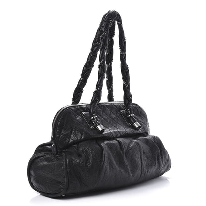 Chanel Distressed Lambskin Large Lady Braid Satchel Black 3 of 11