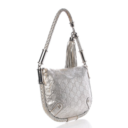 Gucci Guccissima Small Britt Tassel Shoulder Bag Silver 3 of 18