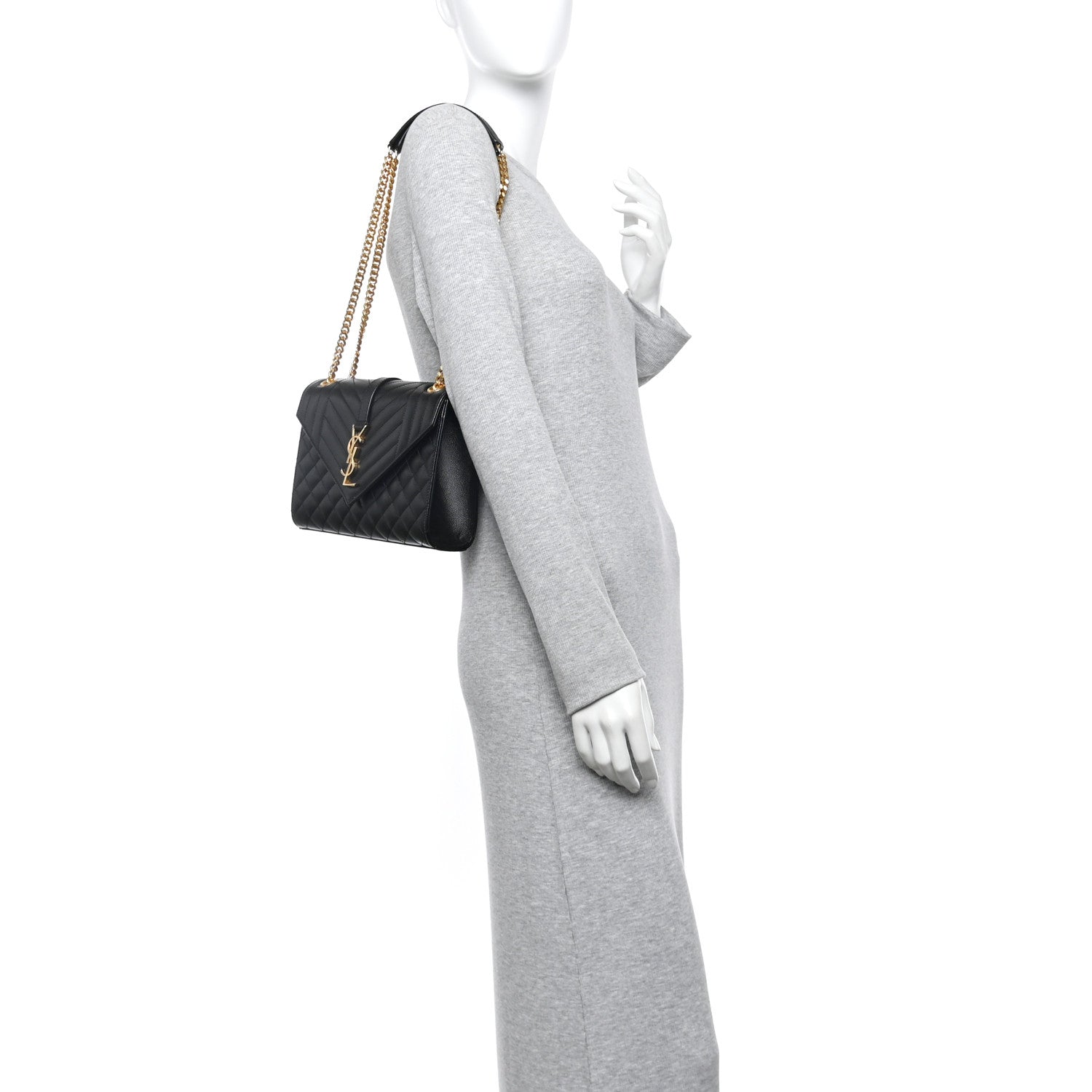 Saint Laurent Grain De Poudre Textured Mixed Matelasse Triquilt Medium Monogram Satchel Black 2 of 12