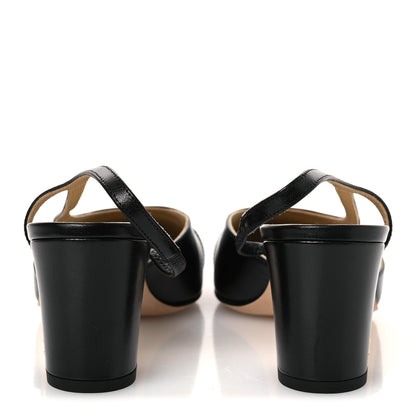 Chanel Goatskin Grosgrain Cap Toe CC Slingback Pumps  40 Black 6 of 12