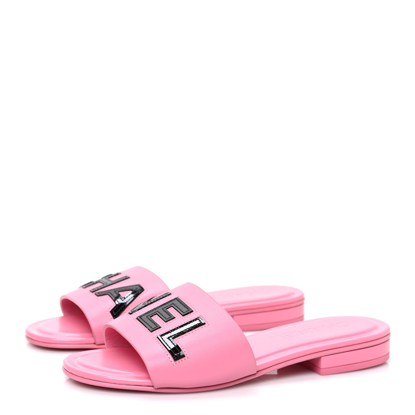 Calfskin Patent Calfskin Logo Mules 35.5 Pink Black