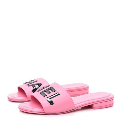 Chanel Calfskin Patent Calfskin Logo Mules 35.5 Pink Black 3 of 8