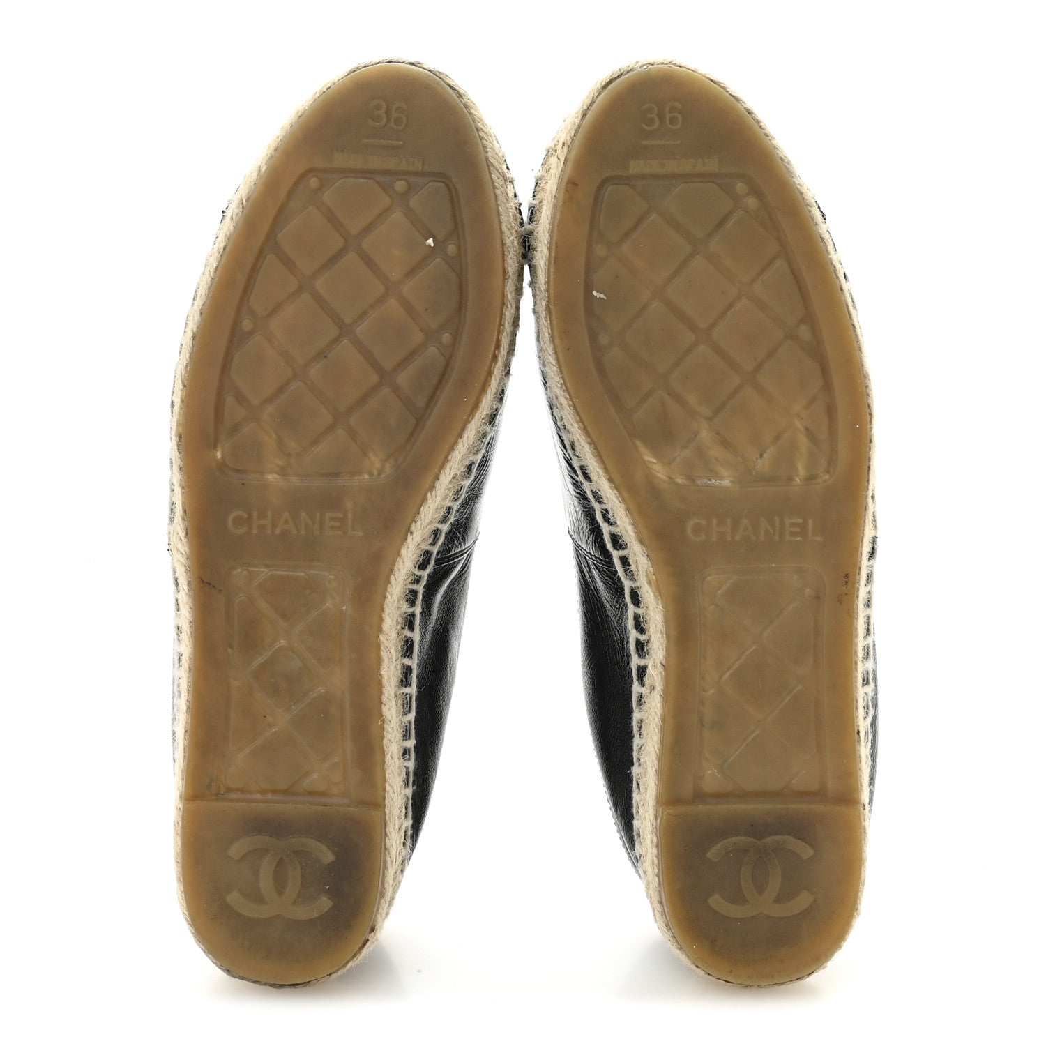 Chanel Patent Calfskin Metallic Goatskin CC Espadrilles 36 Black Silver 6 of 11