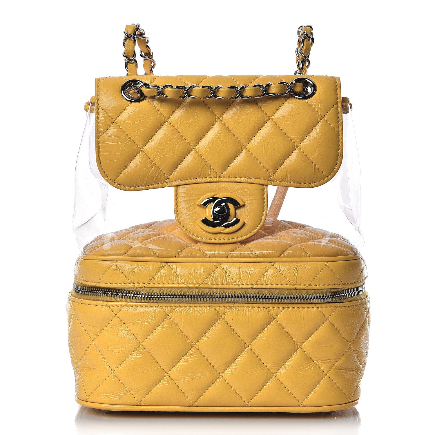 Chanel Crumpled Calfskin PVC Quilted Backpack Yellow 1 of 10
