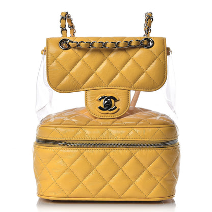 Chanel Crumpled Calfskin PVC Quilted Backpack Yellow 1 of 10