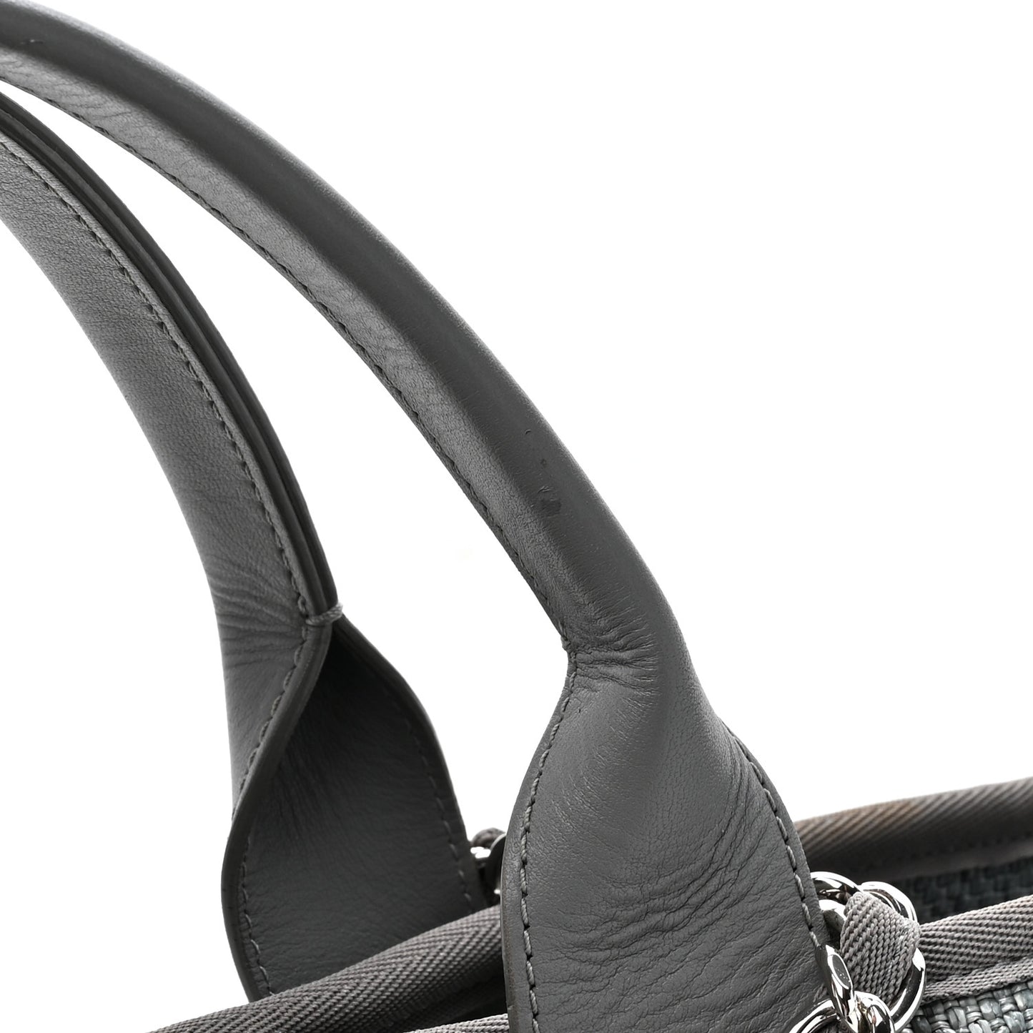 Woven Straw Raffia Large Deauville Tote Grey