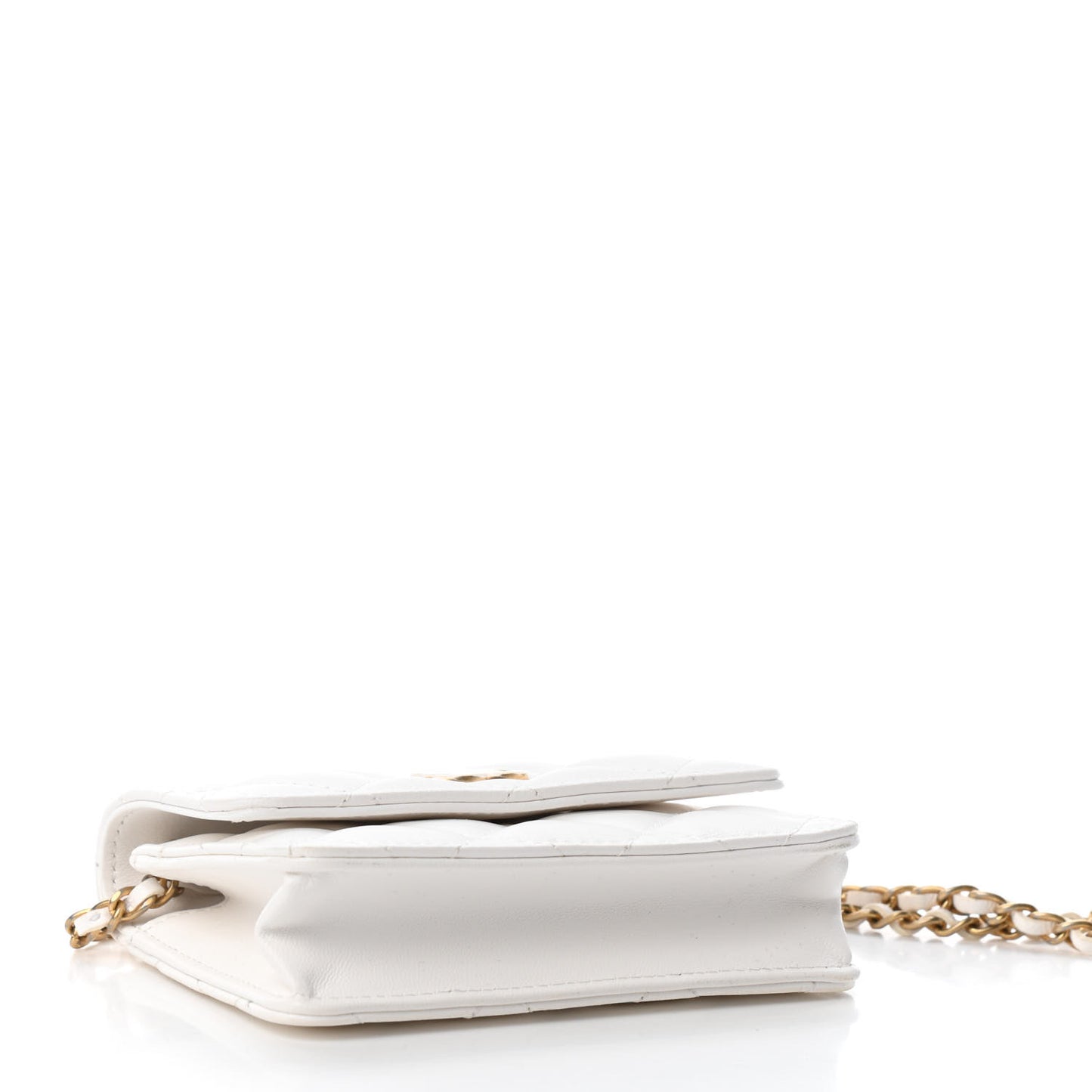 Lambskin Quilted Romance Clutch With Chain White