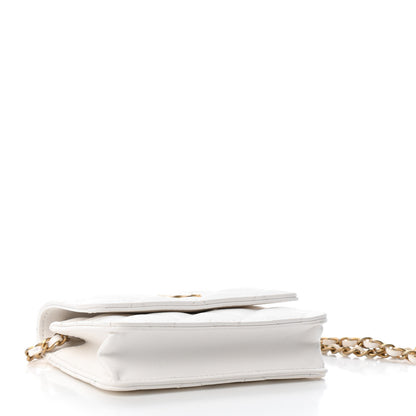 Chanel Lambskin Quilted Romance Clutch With Chain White 3 of 9