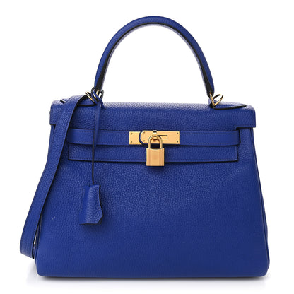 Hermes Taurillon Clemence Kelly Retourne 28 Bleu Electrique 1 of 11