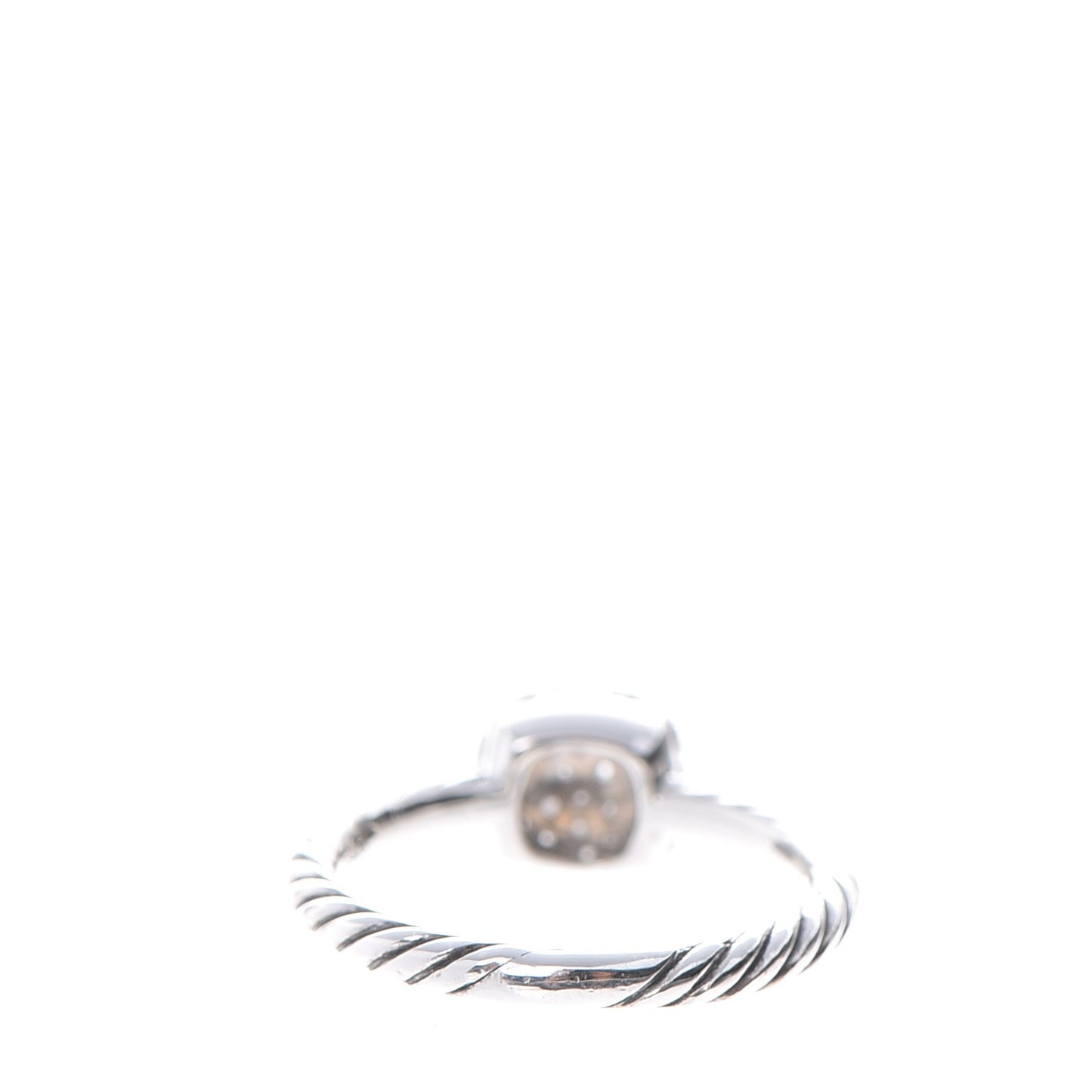 Sterling Silver Pave Diamond 8mm Petite Cushion Ring 51.9 6