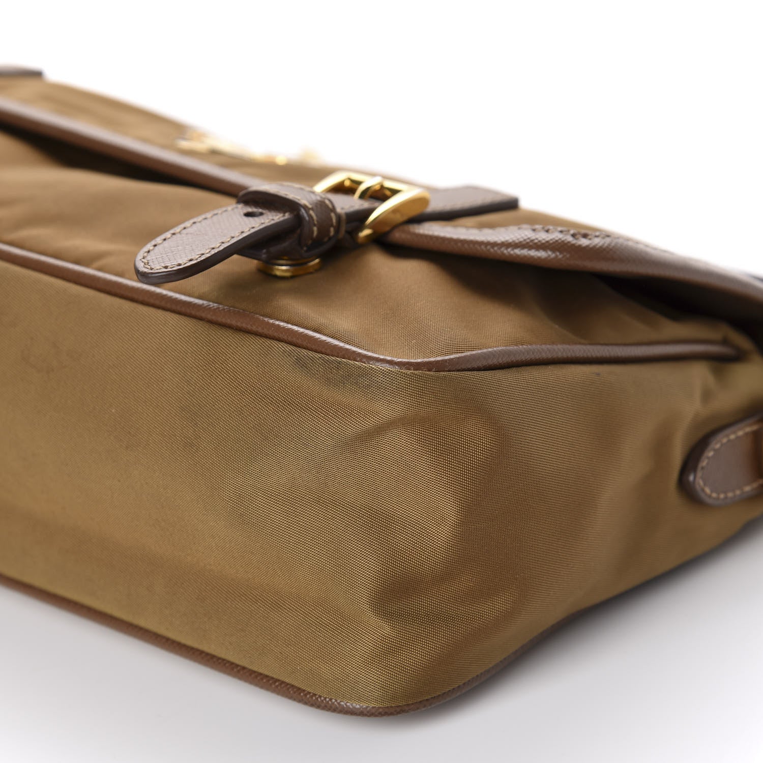 Prada Tessuto Nylon Saffiano Small Messenger Bag Tobacco 7 of 9