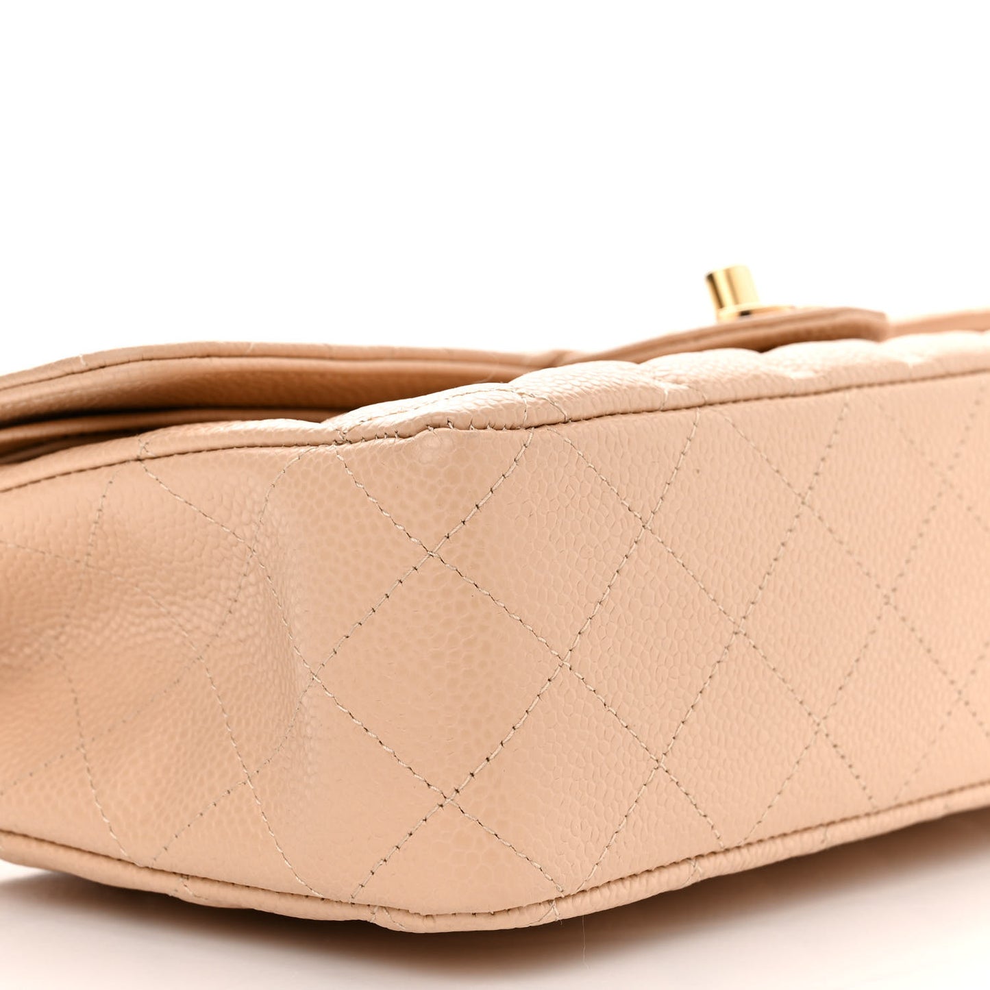 Caviar Quilted Medium Double Flap Beige