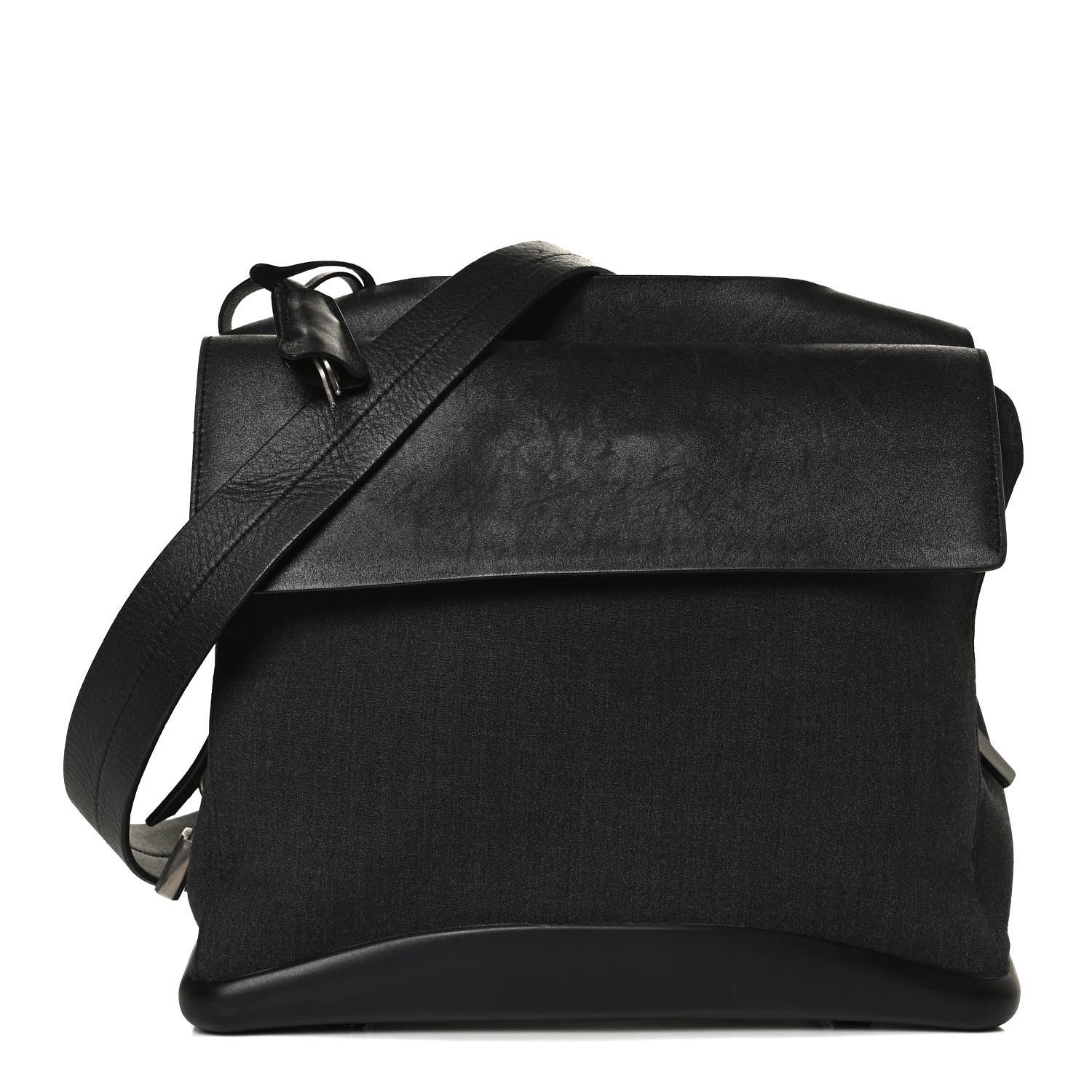 Prada Calfskin Fabric Messenger Bag Black 1 of 16