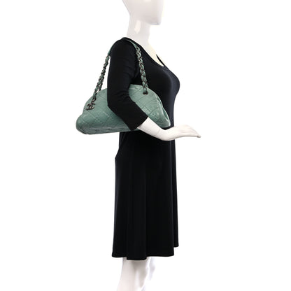 Chanel Iridescent Calfskin Medium Just Mademoiselle Bowler Green 2 of 9