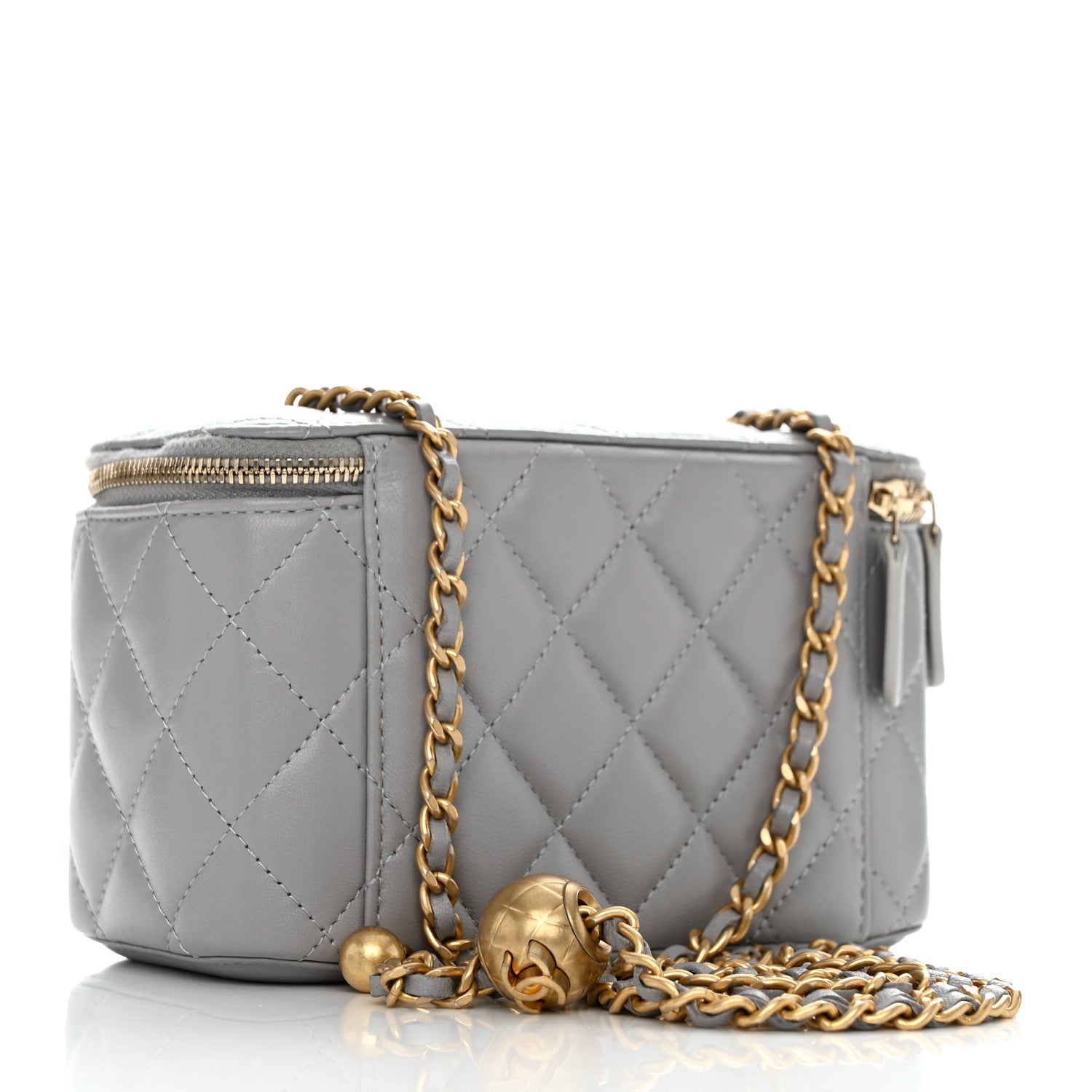 Chanel Lambskin Quilted Small Pearl Crush Vanity Case With Chain Grey 3 of 12
