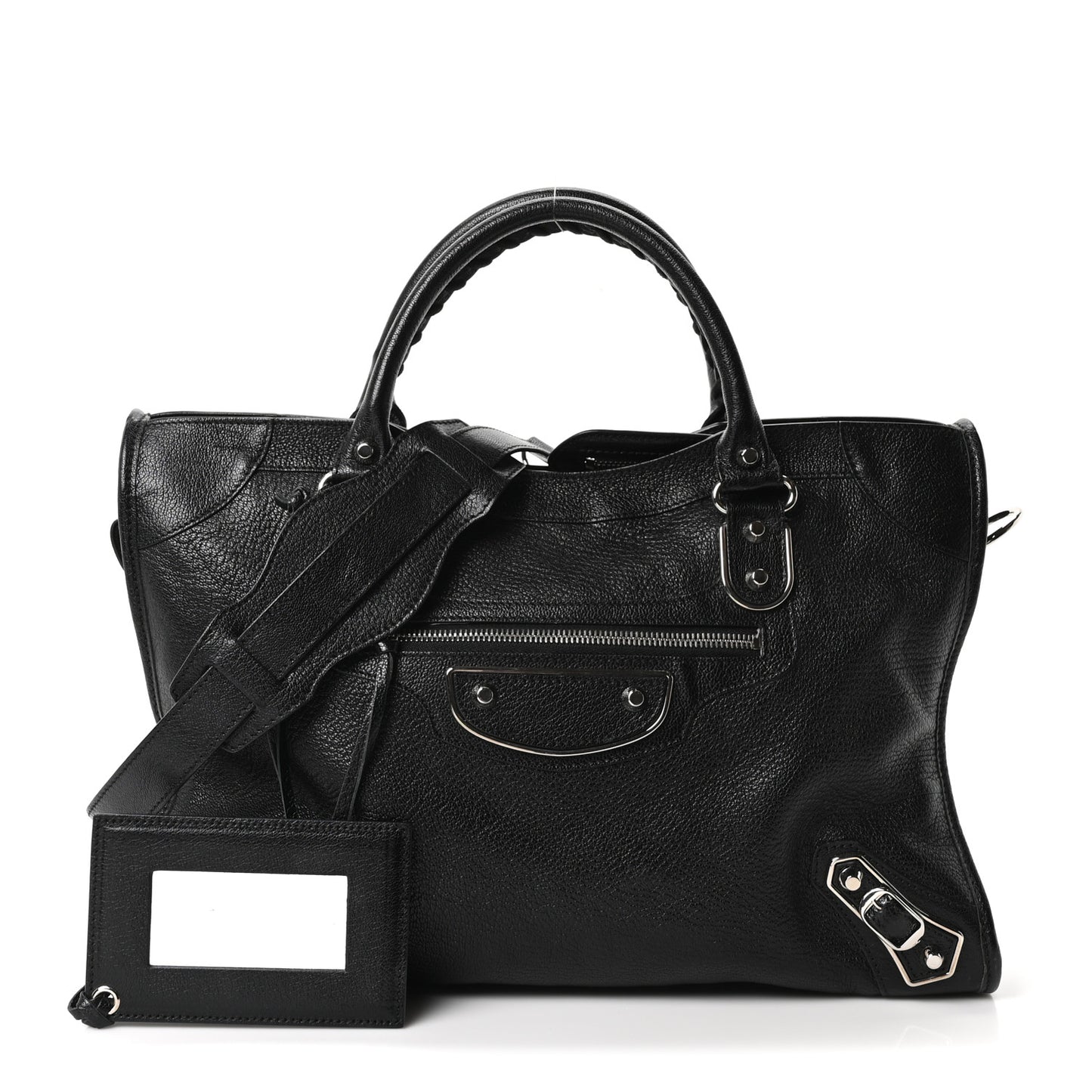 Chevre Silver Metallic Edge Hardware City Black