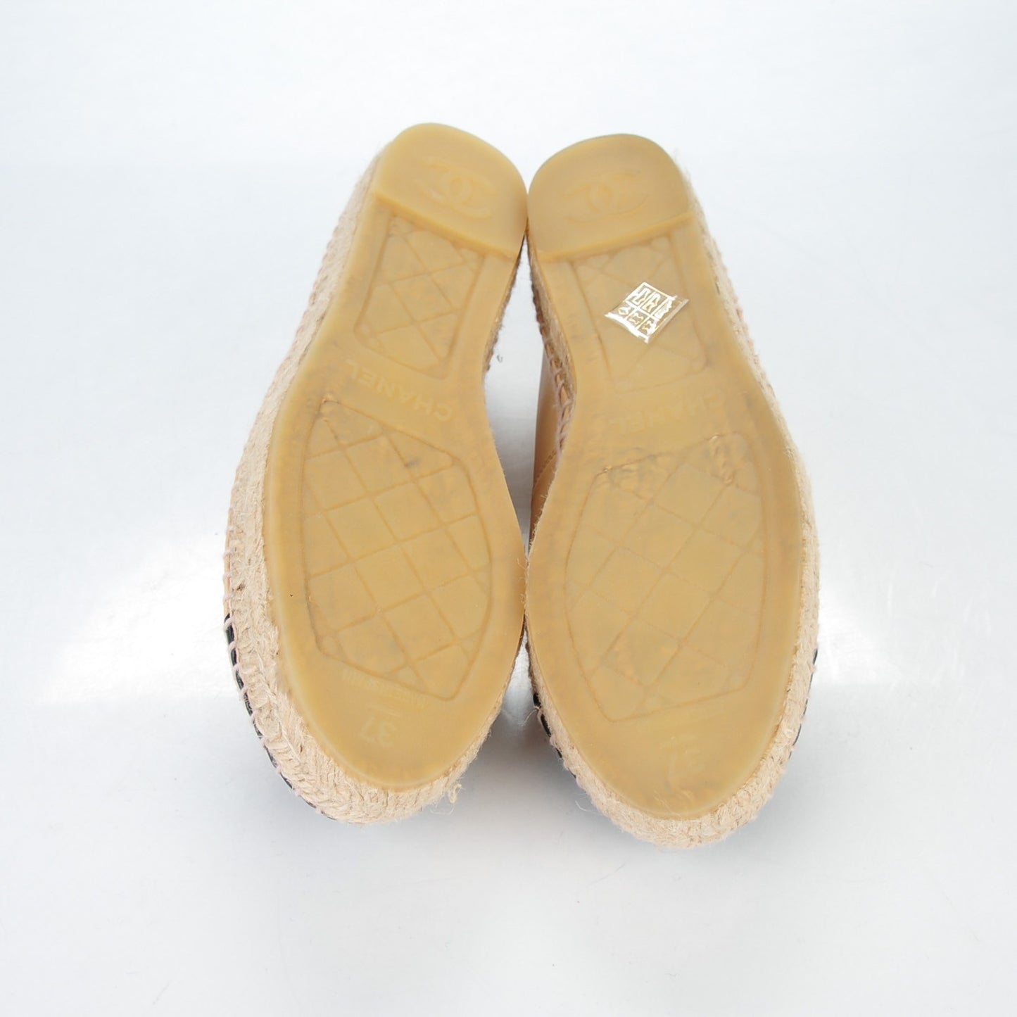 Lambskin CC Espadrilles 37 Beige Black