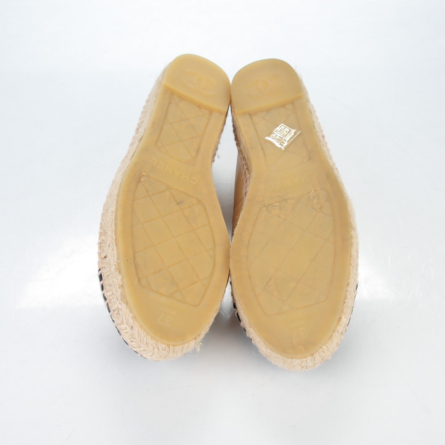 Chanel Lambskin CC Espadrilles 37 Beige Black 5 of 9