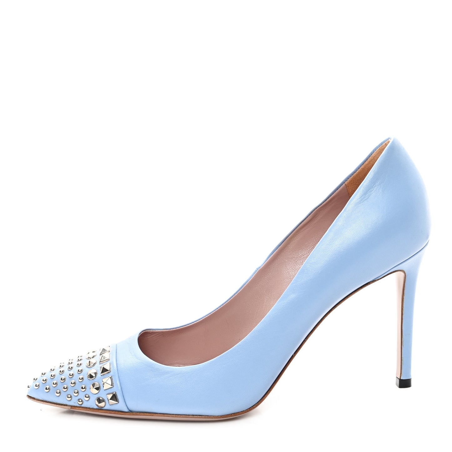 Malaga Kid Studded Cap Toe Coline Pumps 37.5 Mineral Blue